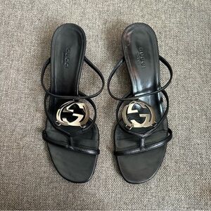 Vintage Gucci ‘GG’ logo strappy kitten heel sandals